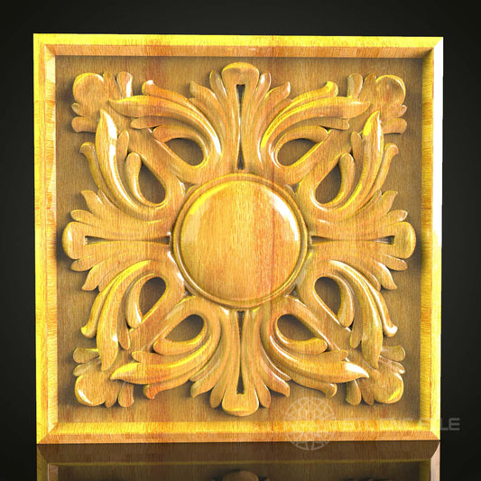 Solar-Inspired Decorative STL Model for CNC Router - Wood Art Wall Decor, Compatible with Artcam, Aspire