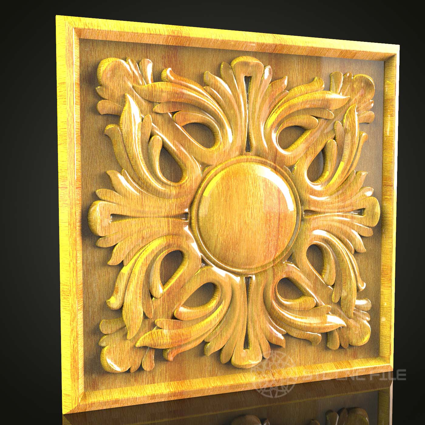 Solar-Inspired Decorative STL Model for CNC Router - Wood Art Wall Decor, Compatible with Artcam, Aspire
