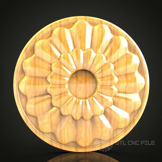 Sunburst Flower STL Model for CNC Router and Wood Engraving