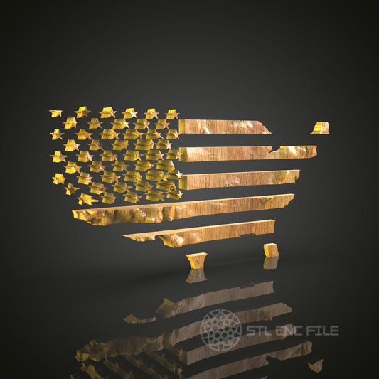 USA Map with Stars and Stripes STL Model for CNC Router Engraver, Wall Decor Artcam Aspire CNC Files