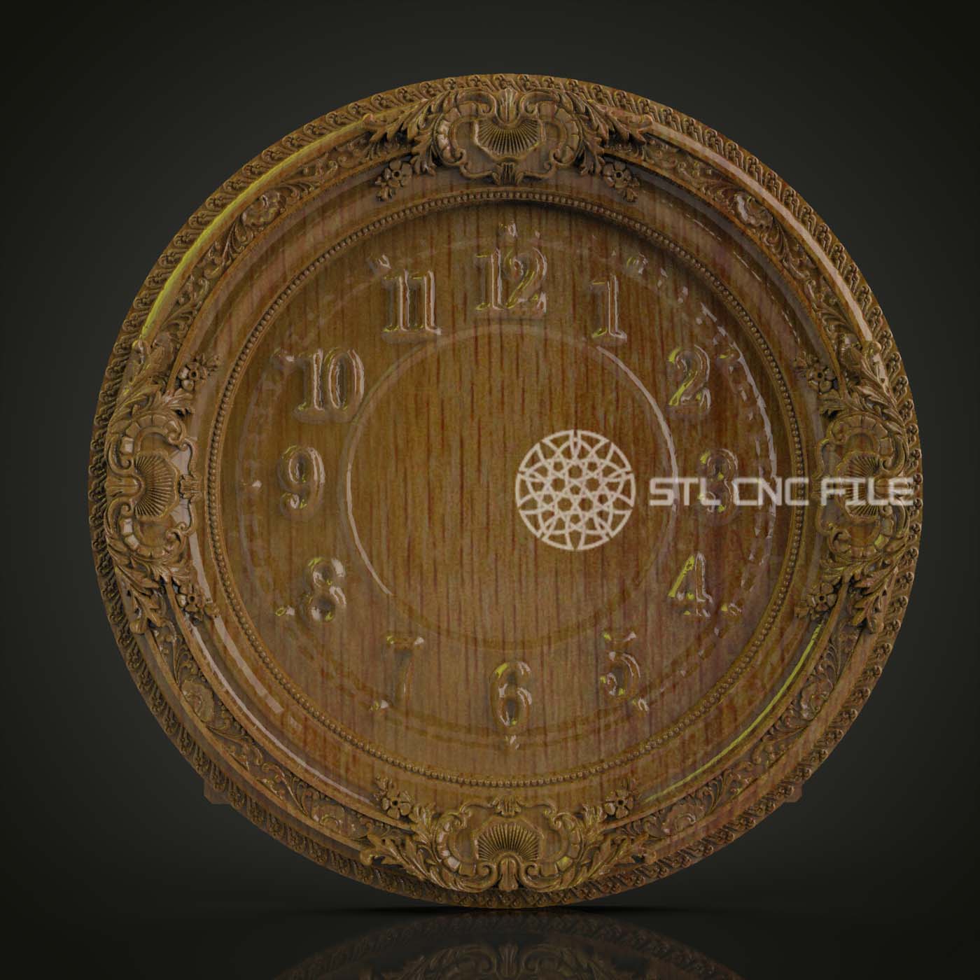 Ornate Victorian Clock STL Model - CNC Engraving Files for Classic Watch, Detailed Wall Decor Artcam Aspire