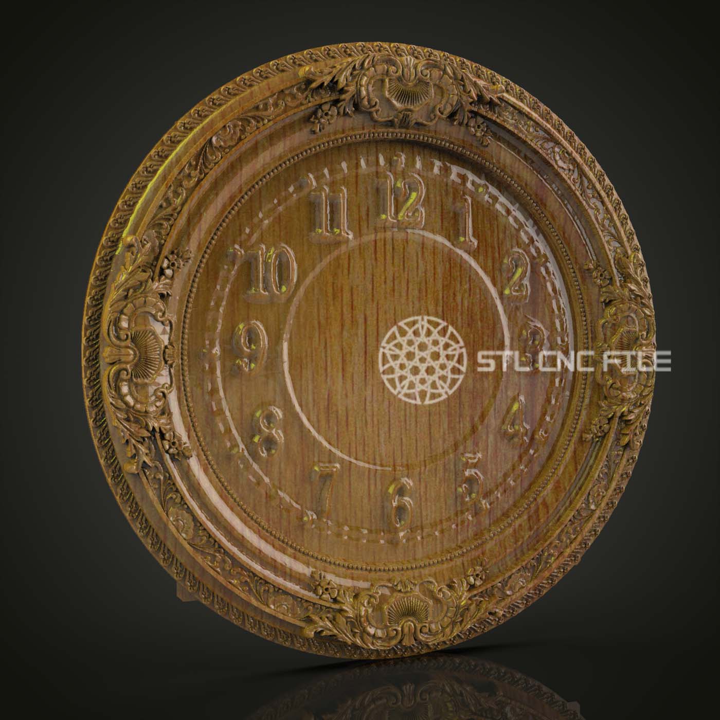 Ornate Victorian Clock STL Model - CNC Engraving Files for Classic Watch, Detailed Wall Decor Artcam Aspire