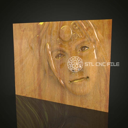 Visage Élégant en Bois STL pour CNC, Modèle de Sculpture Féminine 3D, Fichiers Artcam Aspire, Décoration Murale Artistique, Art sur Bois CNC, Élégance Classique