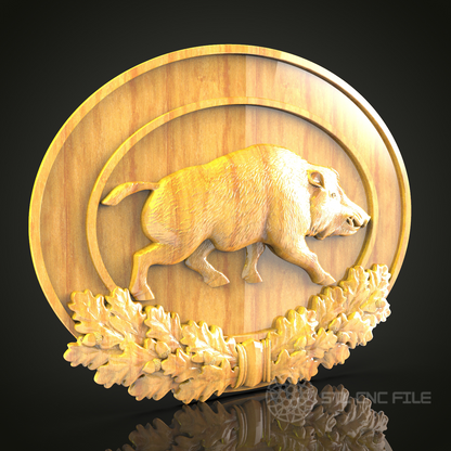 Wild Boar Wood Carving STL Model for CNC Routers, Artcam Aspire Engraving Files, Forest Themed Wall Decor, Rustic Wildlife Art Download