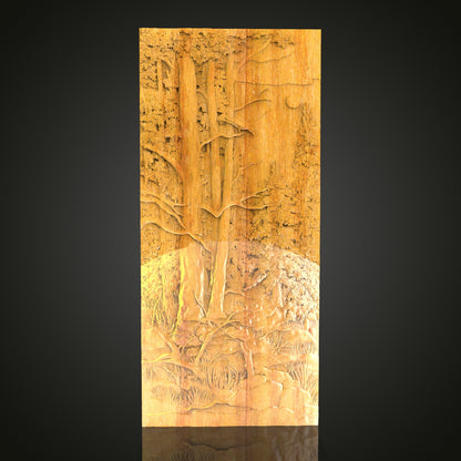 Woodland Scene Relief STL Model for CNC Router - Artcam, Aspire Compatible, Nature Inspired Wood Carving