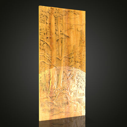 Woodland Scene Relief STL Model for CNC Router - Artcam, Aspire Compatible, Nature Inspired Wood Carving