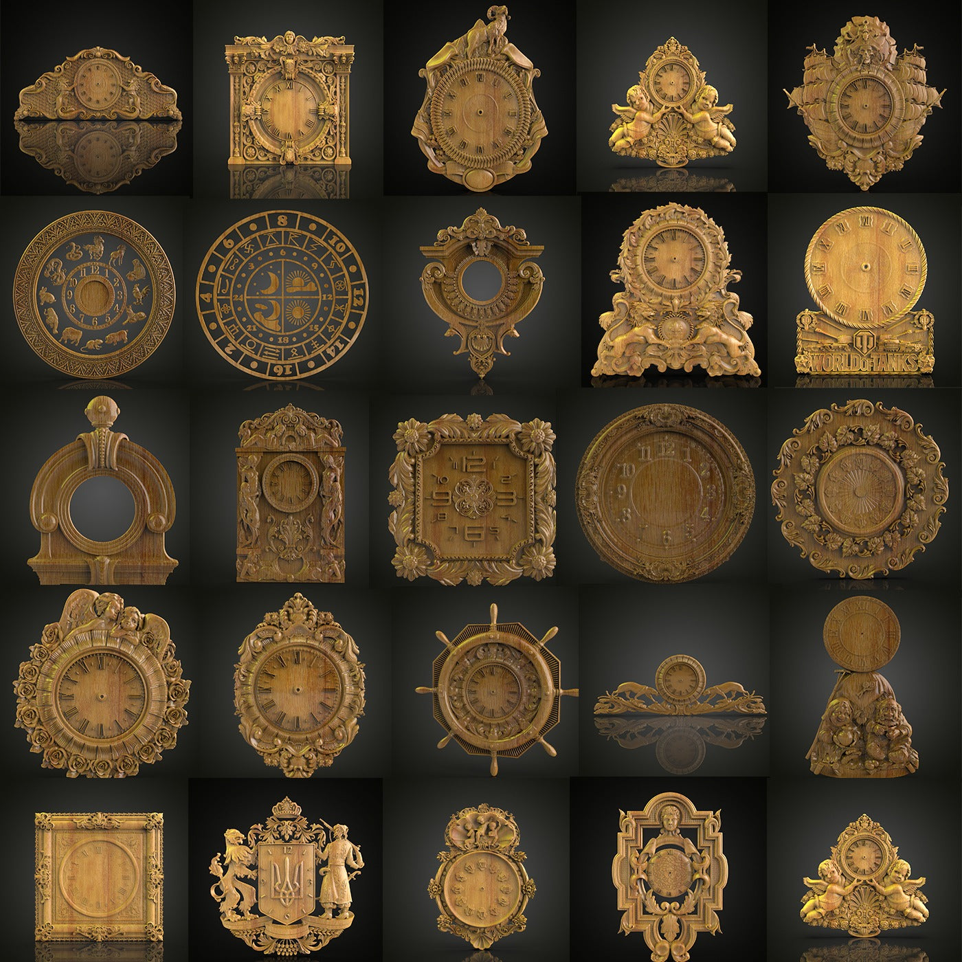 83 Variety Pack of CNC Router STL Models, Clocks and Wall Art Decor, Woodworking Files for Artcam, Aspire, CNC Crafters