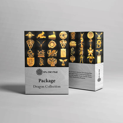 Ultimate 56-Piece Dragon Pack STL Models for CNC, Artcam Aspire Router Files, Mythical Dragon Wood Art Collection, Wall Decor CNC Engraving