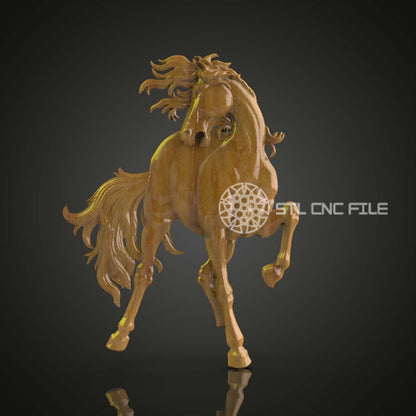 Wild Stallion Sprint - Horse STL Model for CNC, ArtcamAspire Equestrian Art, Dynamic Equine Wall Decor