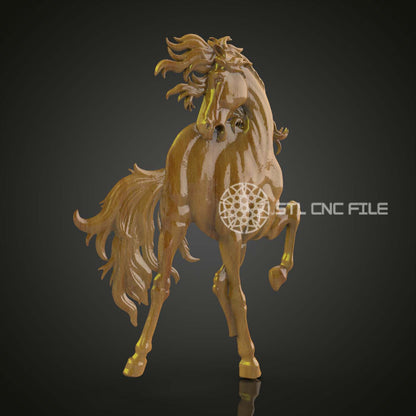 Wild Stallion Sprint - Horse STL Model for CNC, ArtcamAspire Equestrian Art, Dynamic Equine Wall Decor