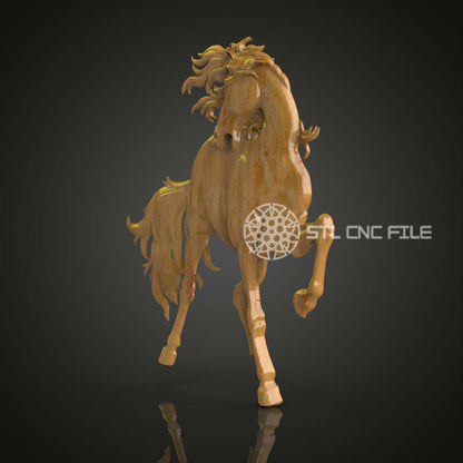 Wild Stallion Sprint - Horse STL Model for CNC, ArtcamAspire Equestrian Art, Dynamic Equine Wall Decor