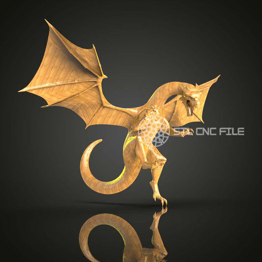 Winged Dragon STL Model for CNC Router - Artcam, Aspire Files, Wooden Art, Wall Decor CNC Design