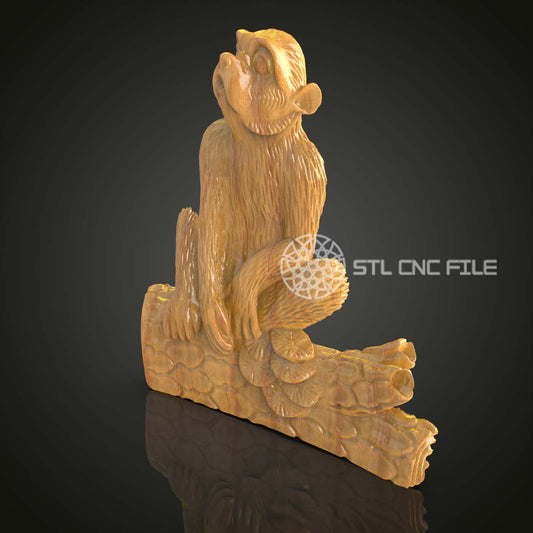 Woodland Sage - Monkey STL Model, CNC Wood Carving File, Artcam/Aspire, Rustic Cabin Decor