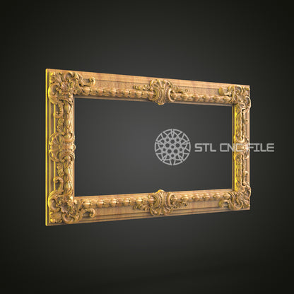 Elegant Baroque Frame STL Model for CNC Router - Wood Art & Wall Decor Files for Artcam, Aspire