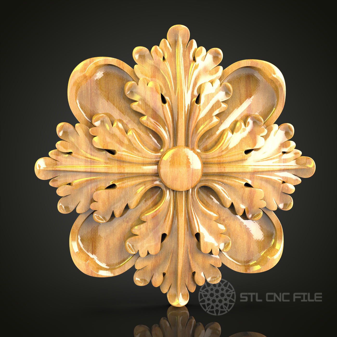 Classic Baroque Style CNC Router STL Model - Intricate 3D Wood Carving