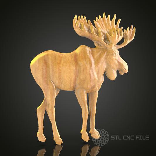Majestic Moose Wood Sculpture STL File for CNC Router