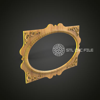 Exquisite Rococo Golden Mirror Frame STL for CNC Wood Carving – Artcam, Aspire Compatible