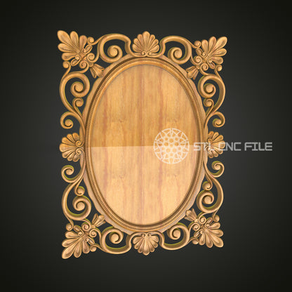 Exquisite Baroque Wooden Frame STL for CNC - Perfect for Wall Art and Home Decor