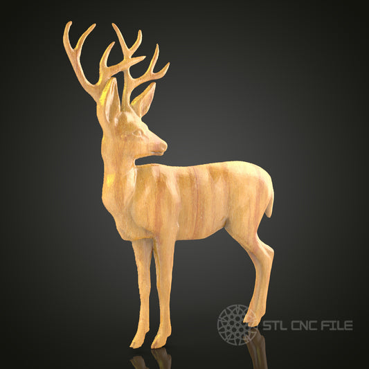 Classic Deer Wood Carving STL File for CNC Machines