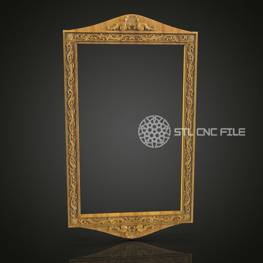 Peaked Top Frame STL File for CNC Routers, Elegant Wood Carving File for Artcam and Aspire, Home Decor CNC Pattern