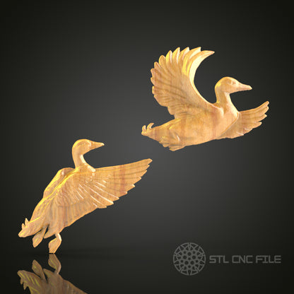 Pair of Flying Geese STL Models for CNC Router - Dynamic Wildlife Art Files