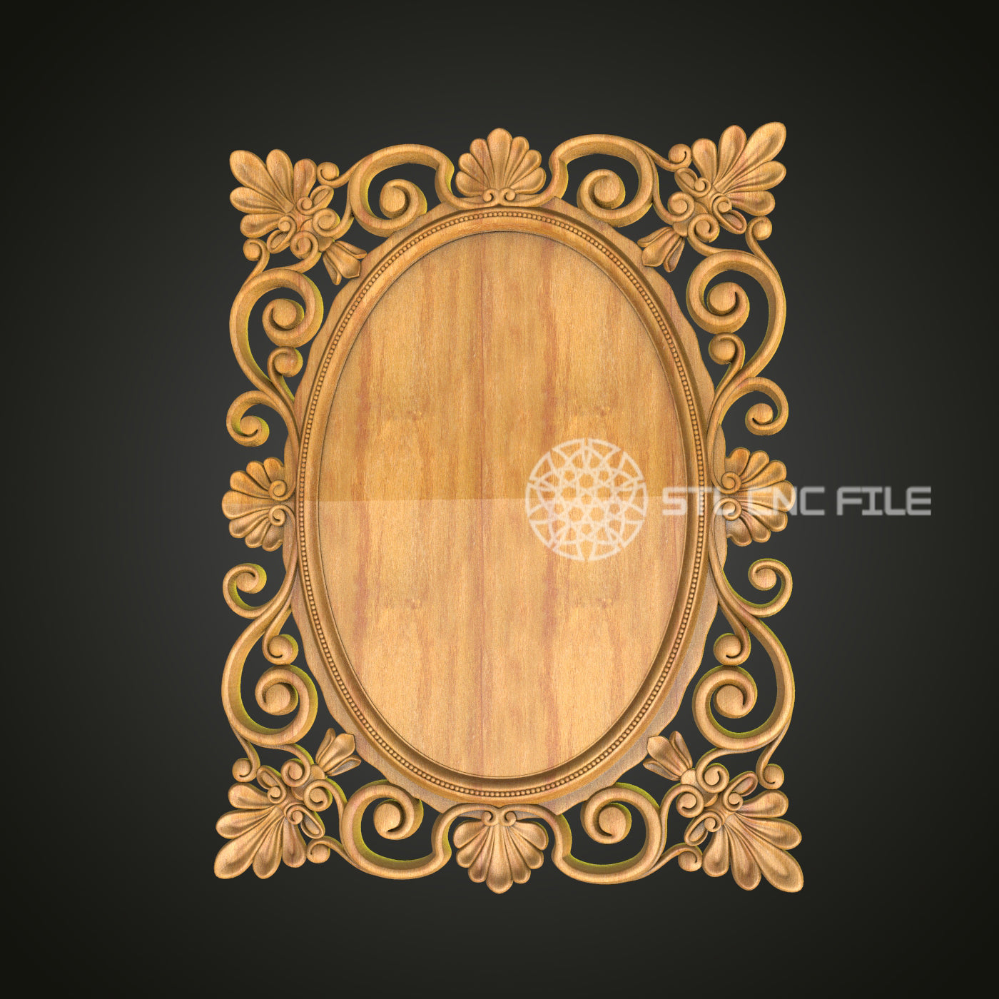 Exquisite Baroque Wooden Frame STL for CNC - Perfect for Wall Art and Home Decor