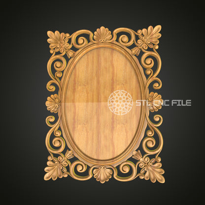 Exquisite Baroque Wooden Frame STL for CNC - Perfect for Wall Art and Home Decor