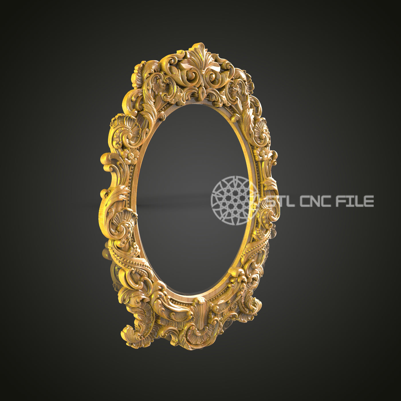 Exquisite Rococo Golden Mirror Frame STL for CNC Wood Carving – Artcam, Aspire Compatible