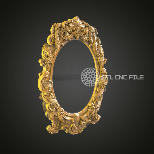 Exquisite Rococo Golden Mirror Frame STL for CNC Wood Carving – Artcam, Aspire Compatible