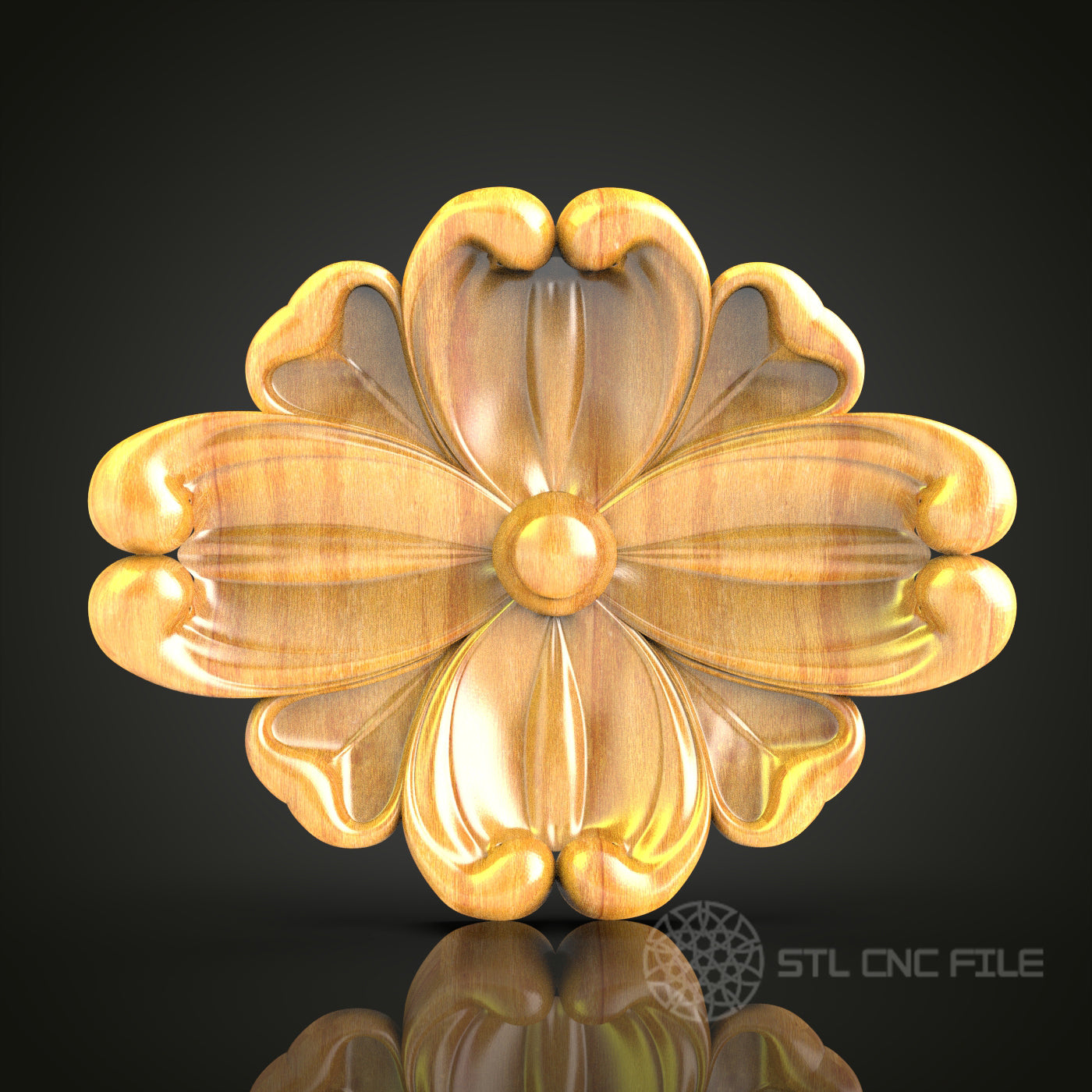 Classic Floral Bloom CNC Router STL Model - Elegant Carving Design