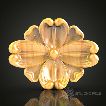 Classic Floral Bloom CNC Router STL Model - Elegant Carving Design
