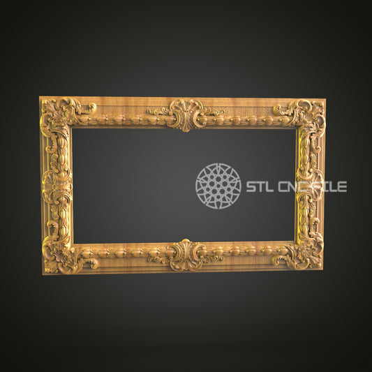 Elegant Baroque Frame STL Model for CNC Router - Wood Art & Wall Decor Files for Artcam, Aspire