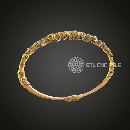 Floral Tiara CNC Engraved Decor - Elegant Wooden Jewelry, STL Model Carving