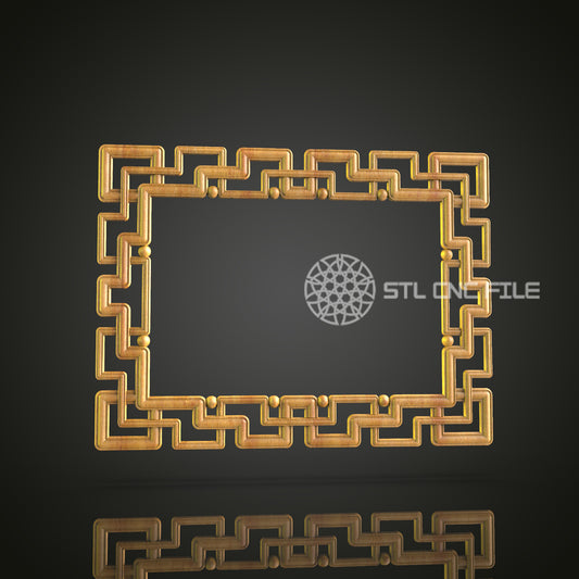 Modern Geometric Mirror Frame STL File, CNC Router Ready for Stylish Home Decor