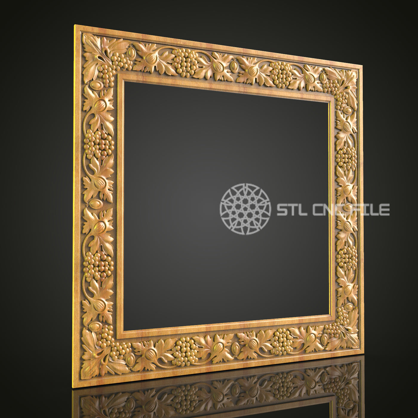 Botanical Themed Picture Frame - CNC Engraved Wood, Decorative Floral STL Artwork