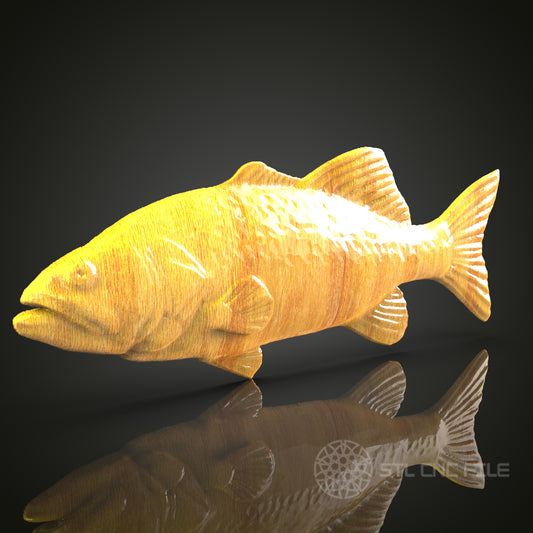 Fish 3D STL Model for CNC Router - Aquatic Life Wood Carving Digital File, Marine Art Decor