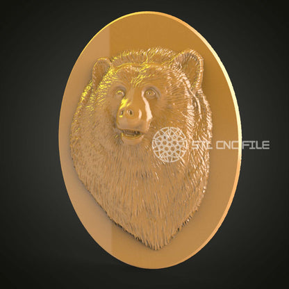 Grinning Bear 3D Relief STL Model for CNC Router Engraving