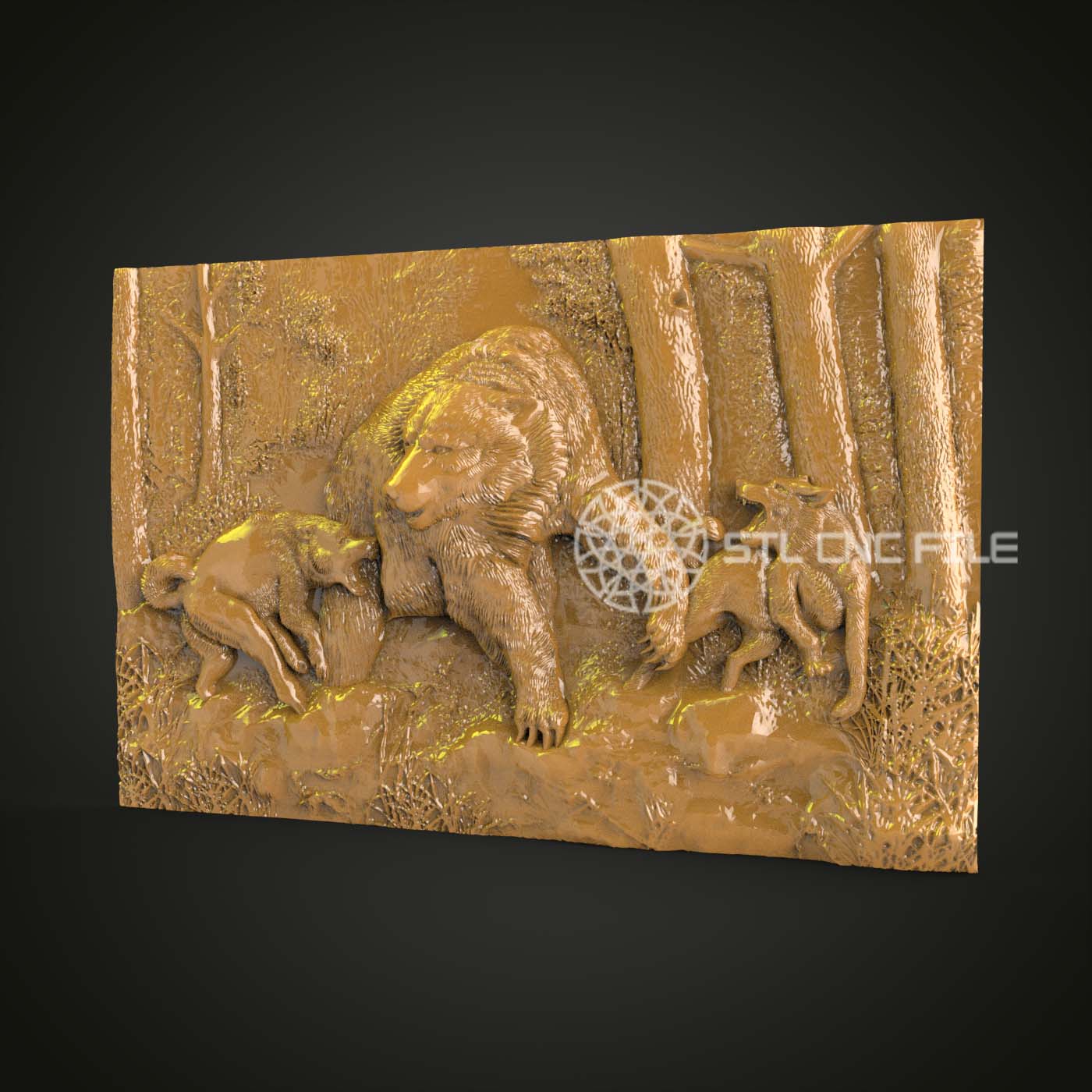 Playful Bear Family 3D STL Model, Ideal for CNC Router Engraving
