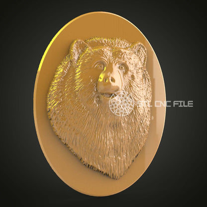 Grinning Bear 3D Relief STL Model for CNC Router Engraving