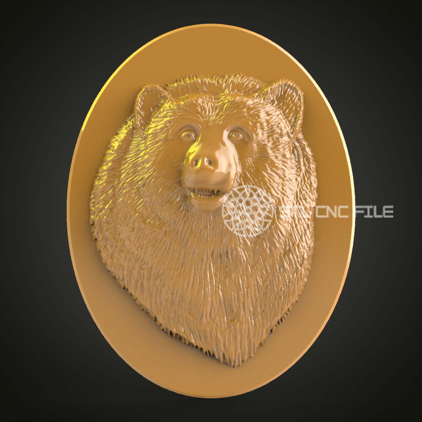 Grinning Bear 3D Relief STL Model for CNC Router Engraving