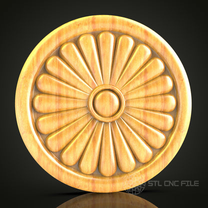 Radiant Sunburst CNC Router STL Model - Classic Decorative Wood Carving