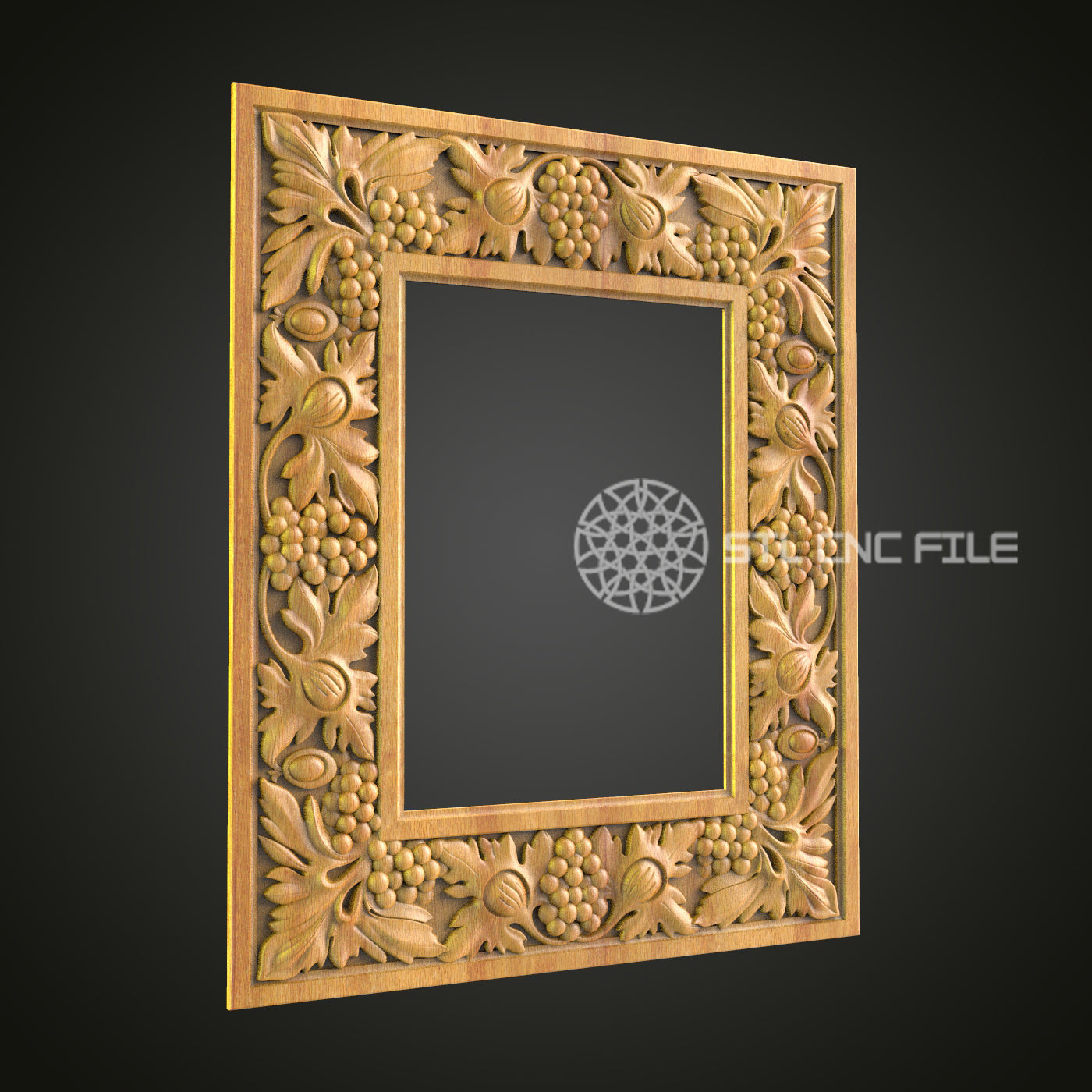 Elegant Fruit and Floral CNC Engraved Frame - Classic Wood Art for Mirror or Picture