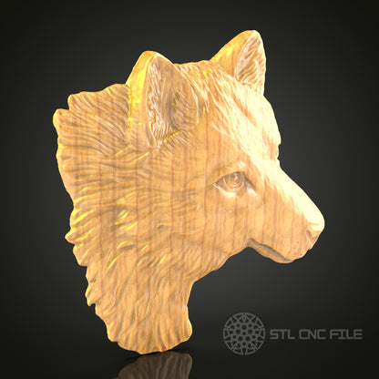 Wolf Head 3D STL Model for CNC Carving - Wood Art, Animal Sculpture, CNC Files, Wall Decor, Wildlife Art