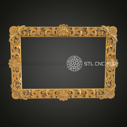 Ornate CNC Router Frame STL Model for Artcam and Aspire, Wood Wall Decor Engraving Files