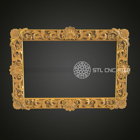 Ornate CNC Router Frame STL Model for Artcam and Aspire, Wood Wall Decor Engraving Files