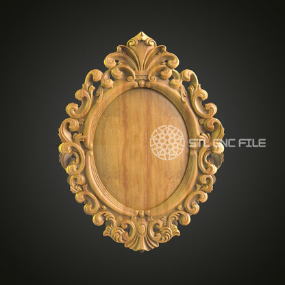 Elegant Baroque Wooden Frame STL Model for CNC Router – Digital File for Artcam, Aspire