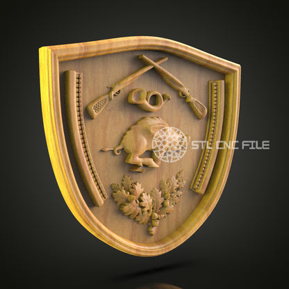 Golf Enthusiast Crest CNC Engraved - Wood Carved Sports Shield, Golf Decor Art