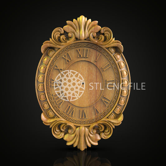 Roman Numerals Clock STL Model - CNC Engraving File, Artcam and Aspire Woodworking, Elegant Wall Decor, CNC Sculpture Pattern