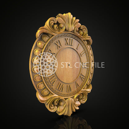 Roman Numerals Clock STL Model - CNC Engraving File, Artcam and Aspire Woodworking, Elegant Wall Decor, CNC Sculpture Pattern