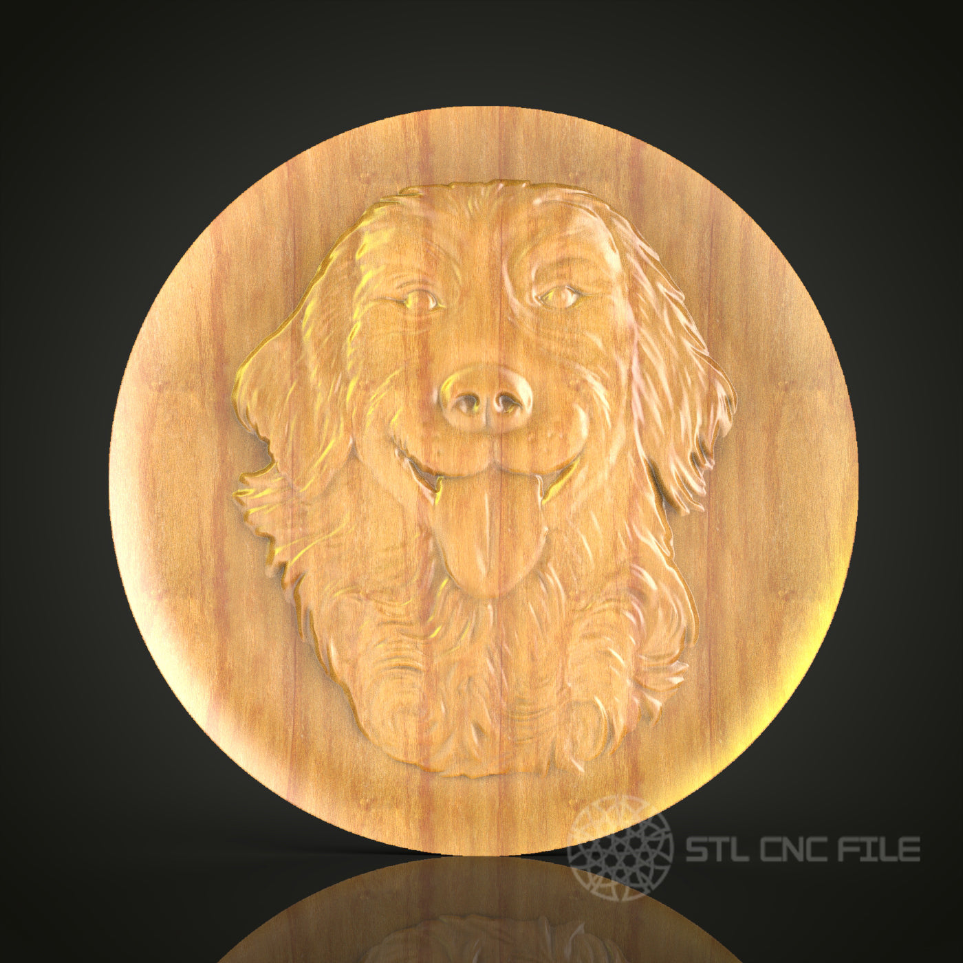 Dog Portrait STL File for CNC, 3D Wood Carving, Pet Lover Gift, Artcam Aspire Router Art, Round Wall Plaque